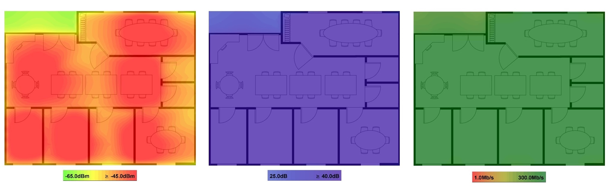 Simulated signal strength, signal to noise ratio and data rate heatmaps in Northern Territory