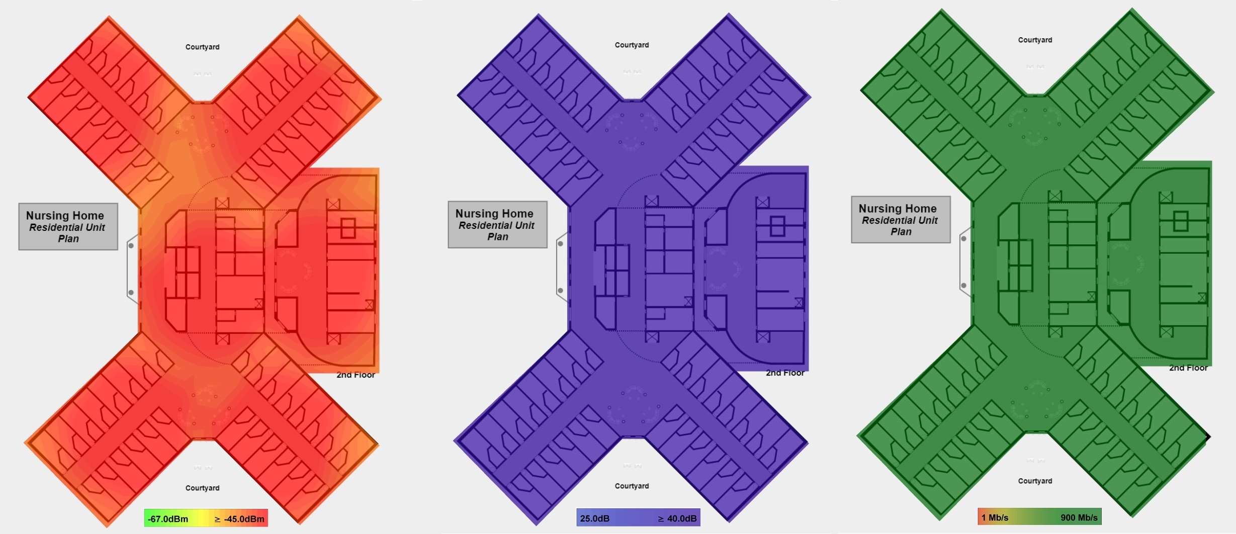 Simulated signal strength, signal to noise ratio and data rate heatmaps in South Island New Zealand
